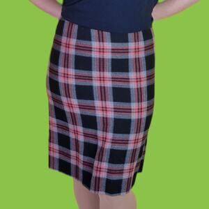 Vintage Mr. D Plaid Midi Pencil Skirt, 28